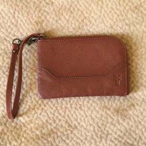 Frye brown leather wristlet